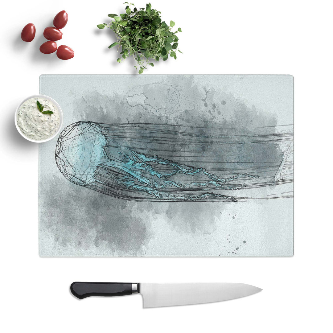 Tempered Glass Neon Jellyfish Art Chopping Board