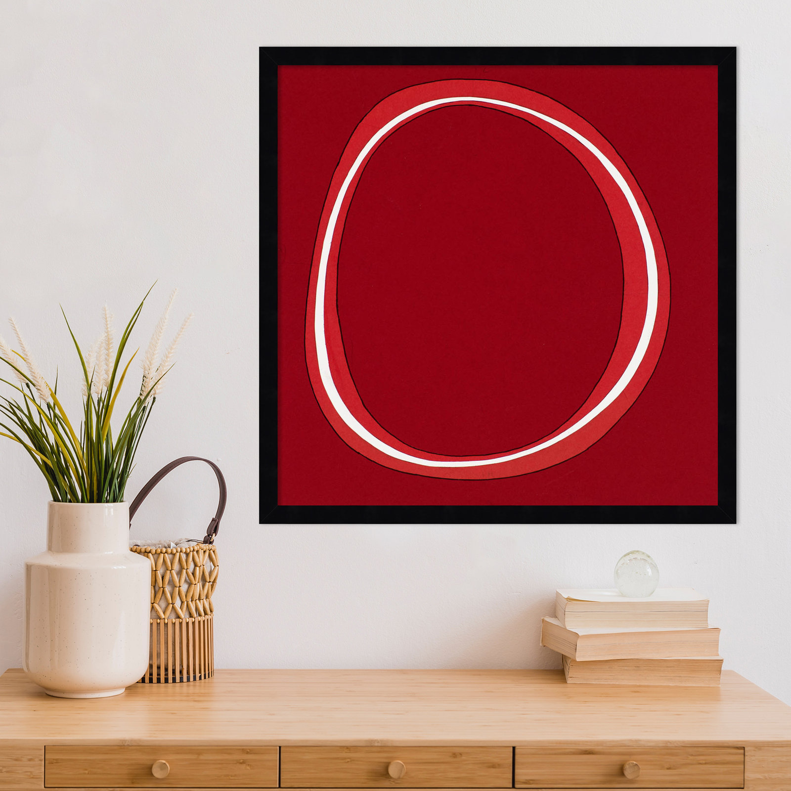 Red Circle Print by Alex Dunn, Black, 21" H x 21" W