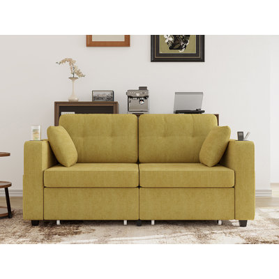 67.7'' Upholstered Loveseat With Charging Station