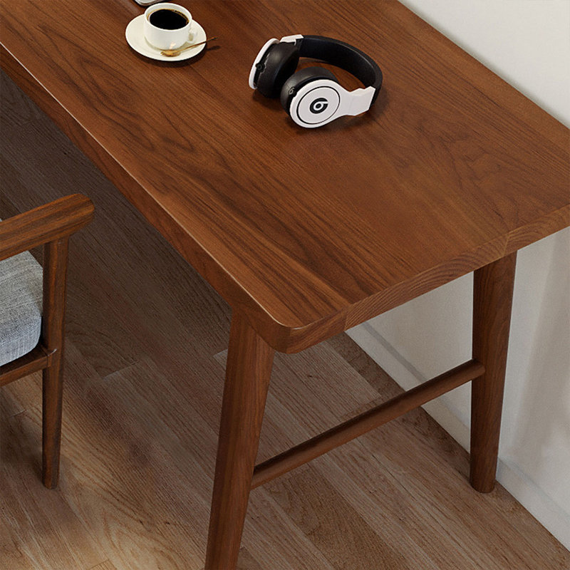 Nut-Brown L Shape Solid wood pine wood Desk, 29.53" H x 62.99" W x 39.37" D, Right Hand Return