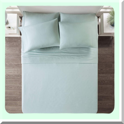 CozyDreams Aqua Full Sheets Set - Breathable & Warm Bedding with Deep Pockets & Pillow Case - 4 Piece Full Size Solid Color Sheets