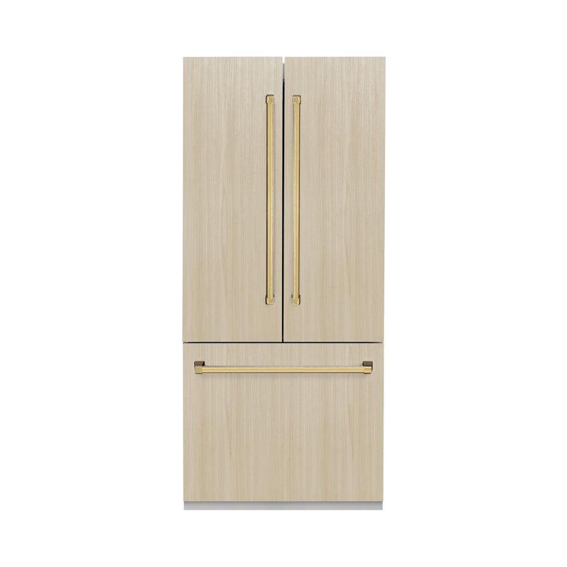 ZLINE 36" Built-In 3-Door French Door Refrigerator with Internal Water and Ice Dispenser, Gold
