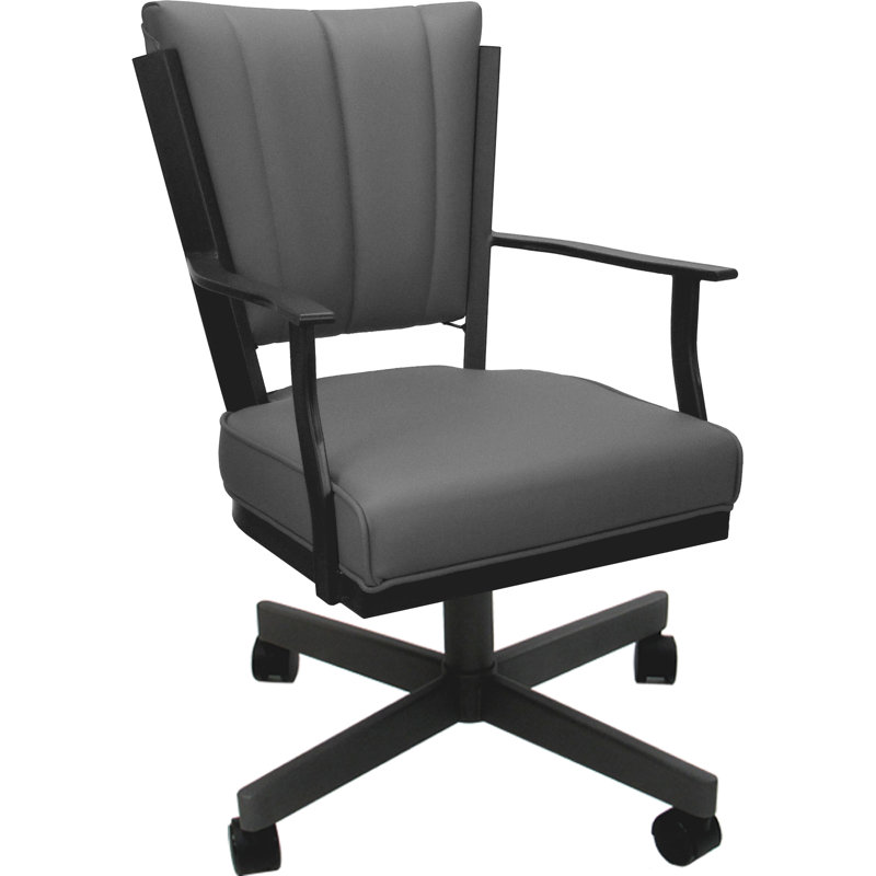 Leather Dining Caster Chair Swivel Tilt, Gray, Gray