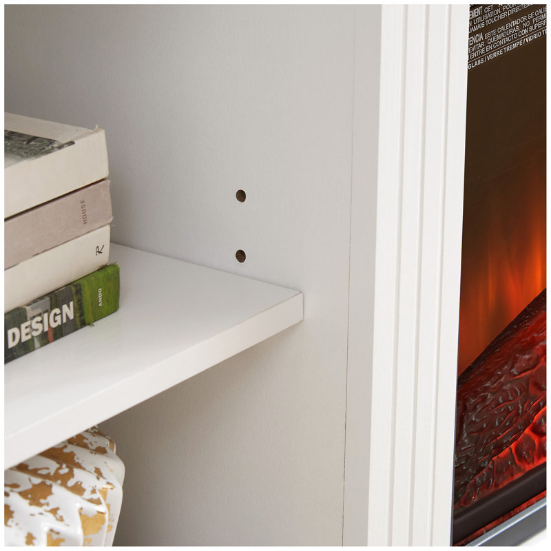 Media Console Table with Large Storage Cabinet, with 23" Fireplace Insert, for TV Up to 70'', Modern TV Media Entertaionment Stand, White, 65.75"W*17"D*32.48"H