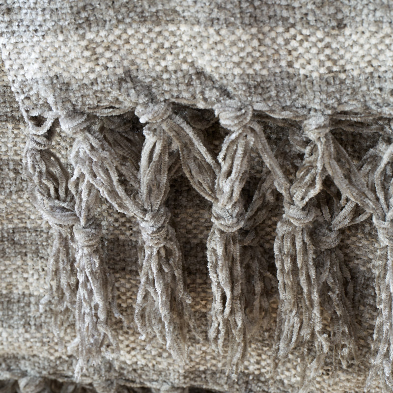 Stripe Chenille Blanket Throw, Grey