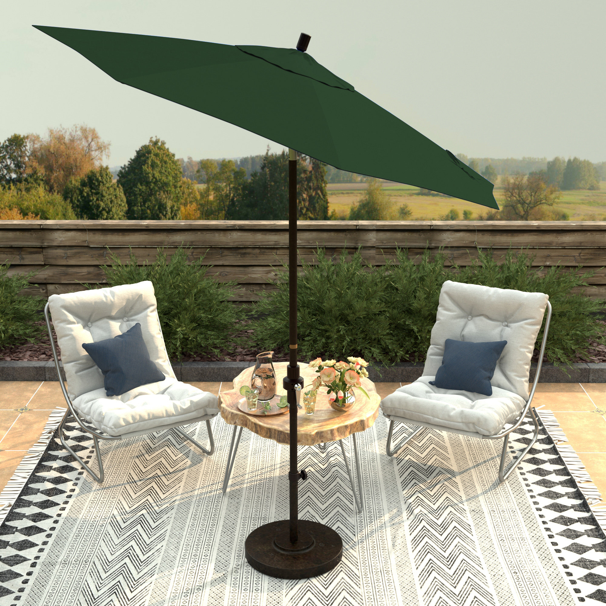 Che 90'' Outdoor Umbrella, Pacifica Hunter Green Performance Canvas