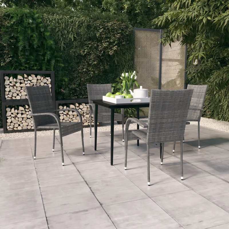 Aamber 4 - Person Patio Dining Set with Square Table, Grey