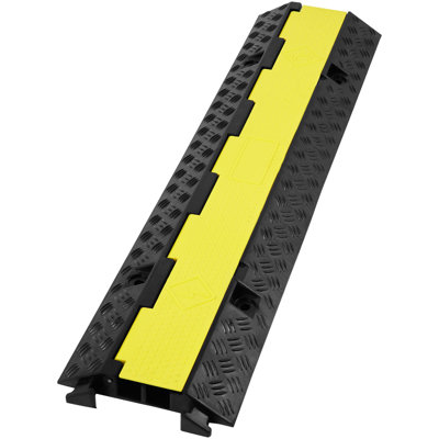 Rubber Cable Guard 38.58 x 9.45 x 1.77 in 5-Pack 2-Channel Wire Protection Ramp Black/Yellow with Flip-Open Top Cover
