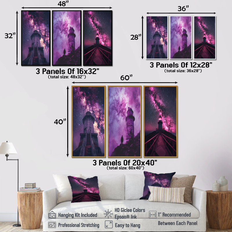 Étoile mauve I - Exploration de l'espace mauve, collection d'impressions sur toile, Toile tendue, H 28 po x l 36 po