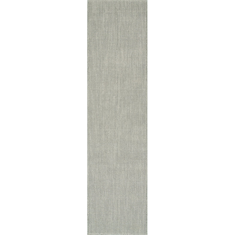 Tapis argent en laine crocheté à la main Dionne, Tapis de couloir 2 pi 3 po x 7 pi 6 po