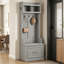 Arbre d'entrée Woodland 24 W avec petit banc à chaussures et tiroir, rangement étroit pour vestibule, gris