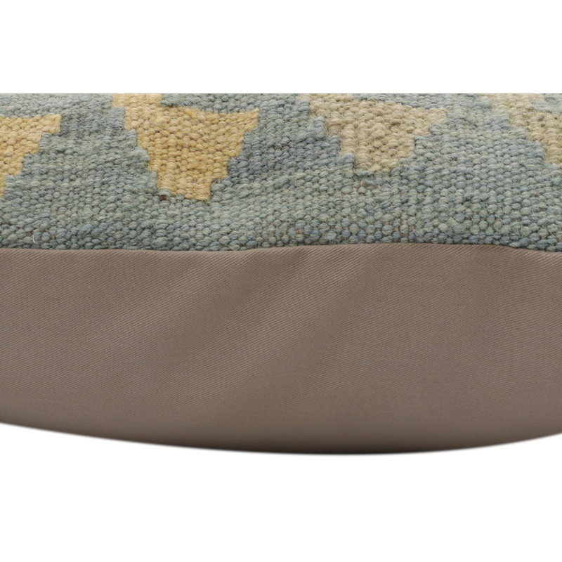 Coussin rustique Kilim, H 20 po x l 20 po, Orange / Gris / Beige