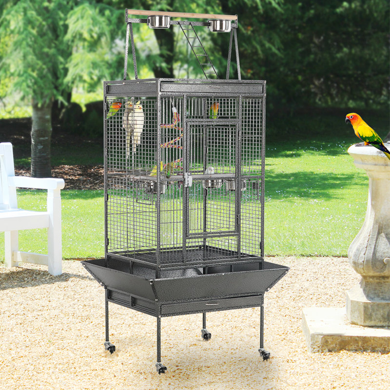 Wrought Iron Rolling Large Parrot Bird Cage