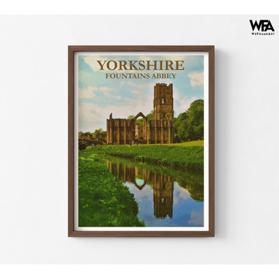 «Fountains Abbey Yorkshire», affiche de l'Angleterre classique, impression encadrée de cadeau de fan de Yorkshire, impression de monastère historique, œuvre d'art du Royaume-Uni