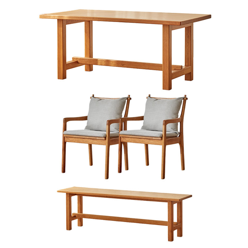 Table de salle à manger simple et durable en bois de cerisier épais, H 29,52 po x L 86,61 po x l 35,43 po