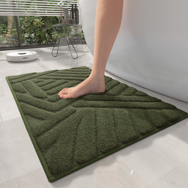 Ibnou Non-Slip Bath Rug, 24" L x 16" W, Green
