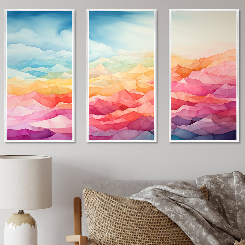 Ensemble de salon Aurora Borealis, White Floater Framed, H 32 po x l 48 po x P 1 po