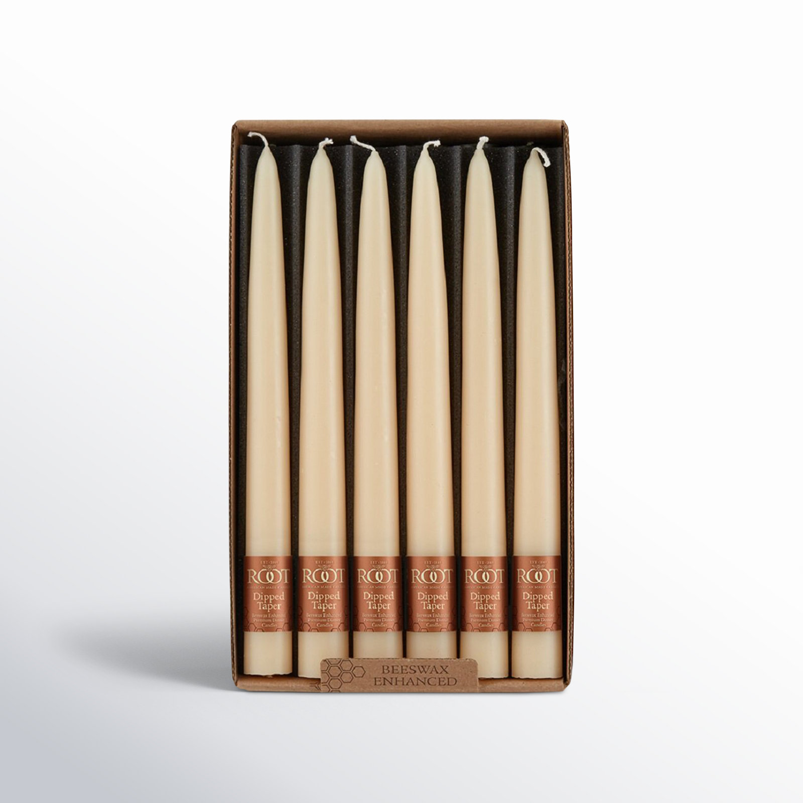 12 Piece Unscented Taper Candle Set, Buttercream, 9" H x 0.88" W x 0.88" D