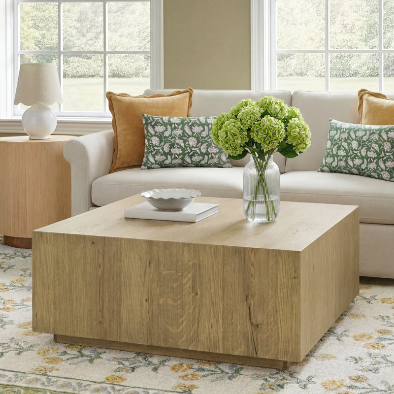 Taryn 42" Block Coffee Table, Light Brown