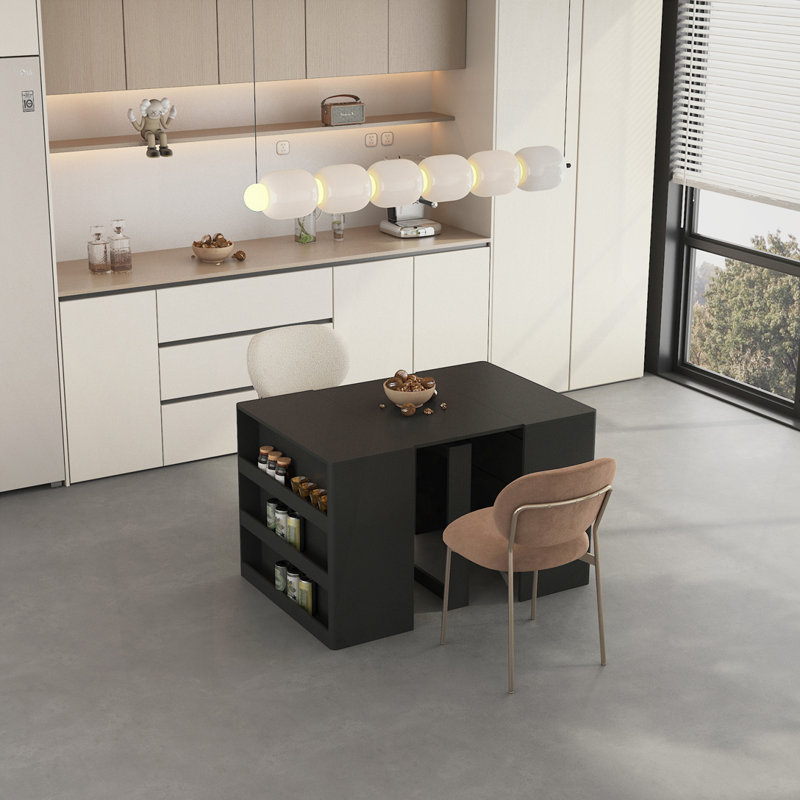 Table de salle à manger extensible pliable, Noir
