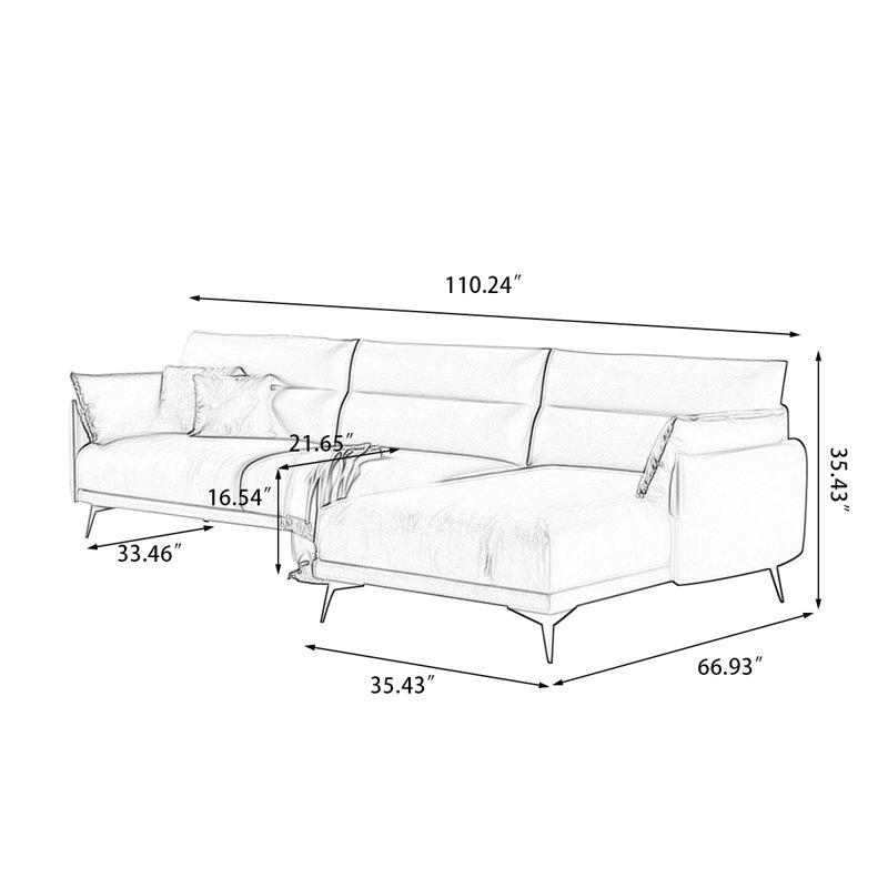 2 - Piece Light khaki color Genuine Leather Modular Sectional, Right Hand Facing