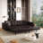 Elysiuma 3-In-1 Faux Leather Pull Out Sofa Bed,92.1" Convertible Sleeper Sofa With Square Arms-2087633454