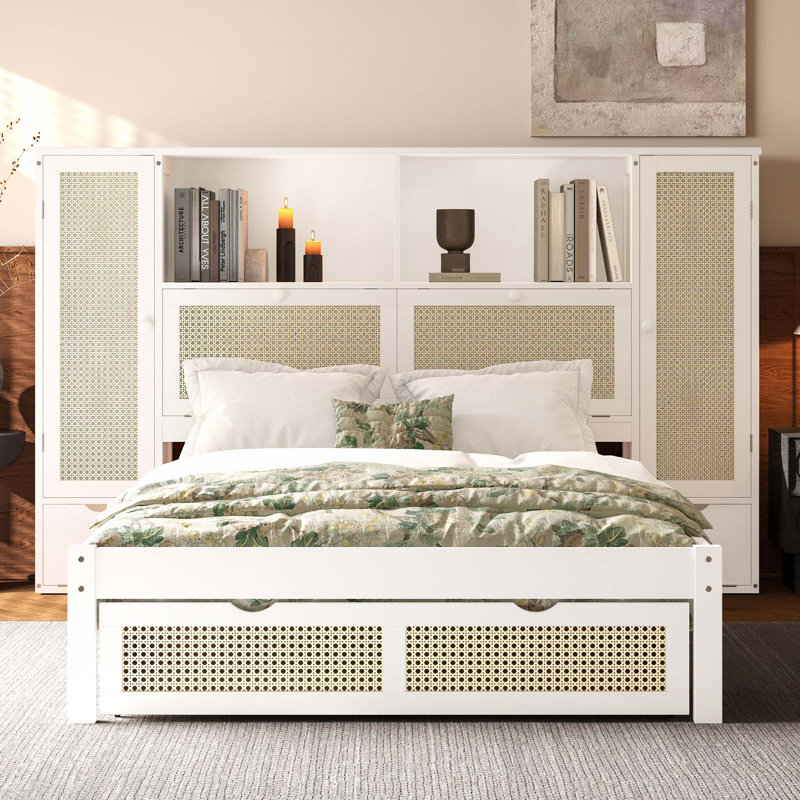 Lit plateforme simple en bois, Blanc