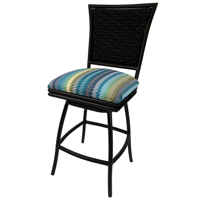Tabouret de bar 26 po, Bande ensoleillée turquoise, Noir