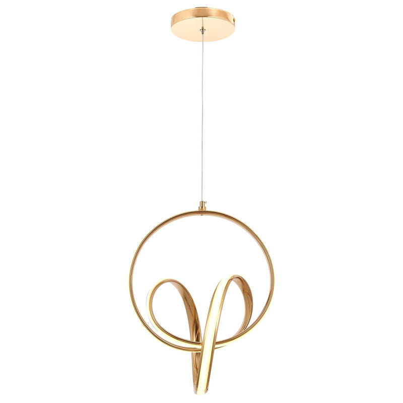 Luminaire suspendu géométrique 1 lumière DEL, Or