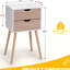 Table de chevet avec pieds en bois massif, 2 tiroirs pour le rangement, table de chevet 2 en noyer blanc, construction et bois, chambre à coucher-23046409-25546767