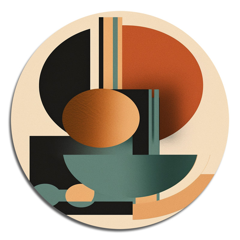Cream Green Minimalism Quiet Depths - Abstract Minimalism Round Wall Art on Metal, 23" H x 23" W x 1" D
