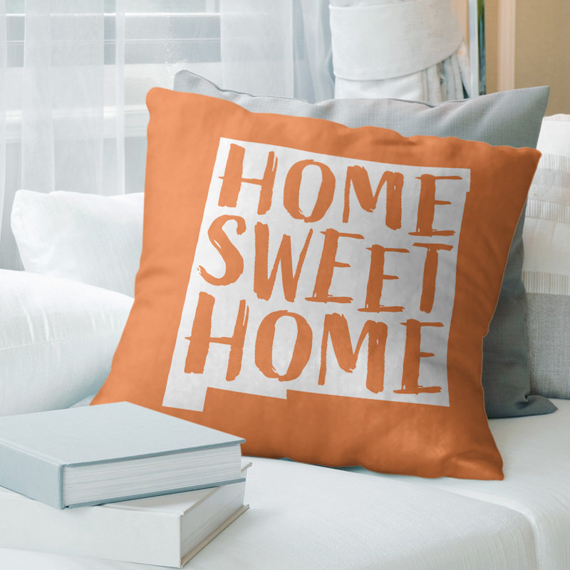 Reversible Throw Pillow, 14" H  x 14" W, Orange, New Mexico