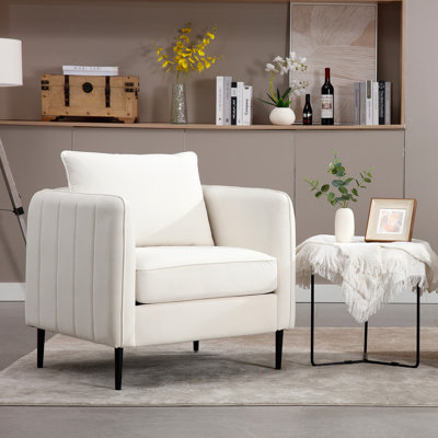 Chaise d'appoint en velours avec coussin et pieds en métal Shalon