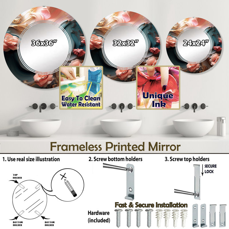 Miroir mural Zorian, 24 po x 24 po