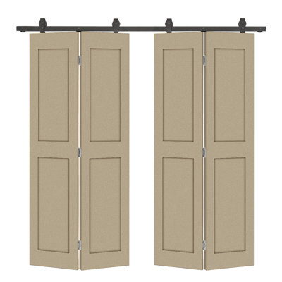 Ensemble de quincaillerie double porte pliante en composite non fini à 2 panneaux avec quincaillerie de porte de grange