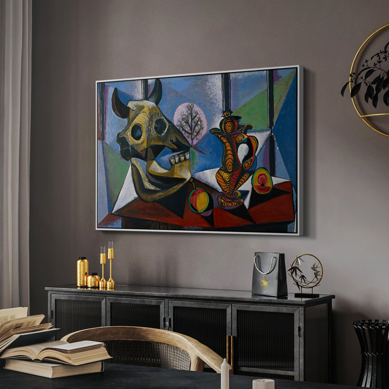 Nature morte avec crâne de taureau, 1939 - Pablo Picasso, toile tendue avec châssis, 26 x 40, Blanc