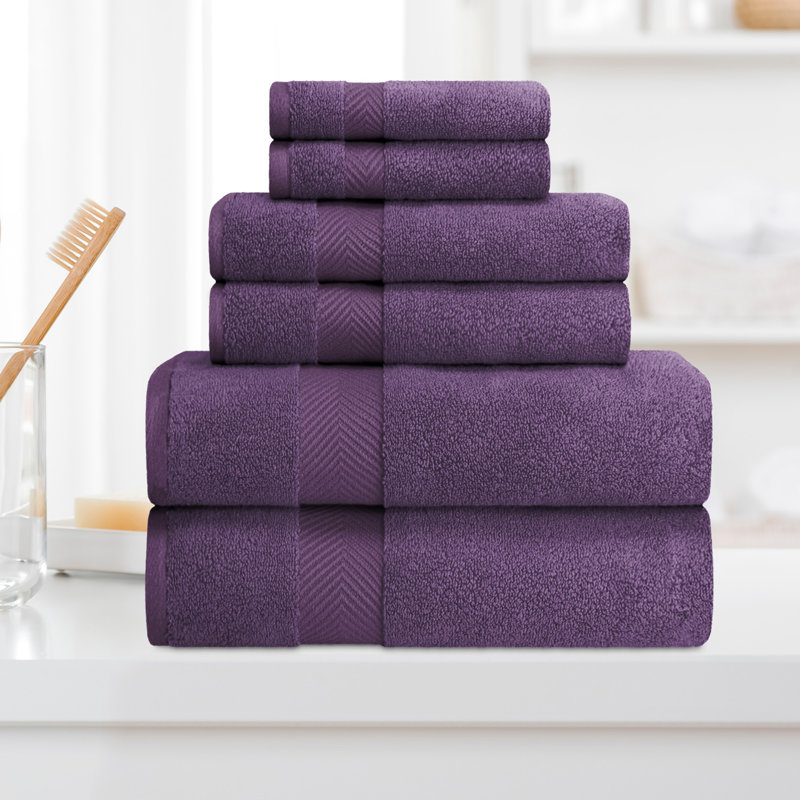 Hamachi Zero Twist Ultra Soft 6 Piece 100% Cotton Towel Set, Grape Seed
