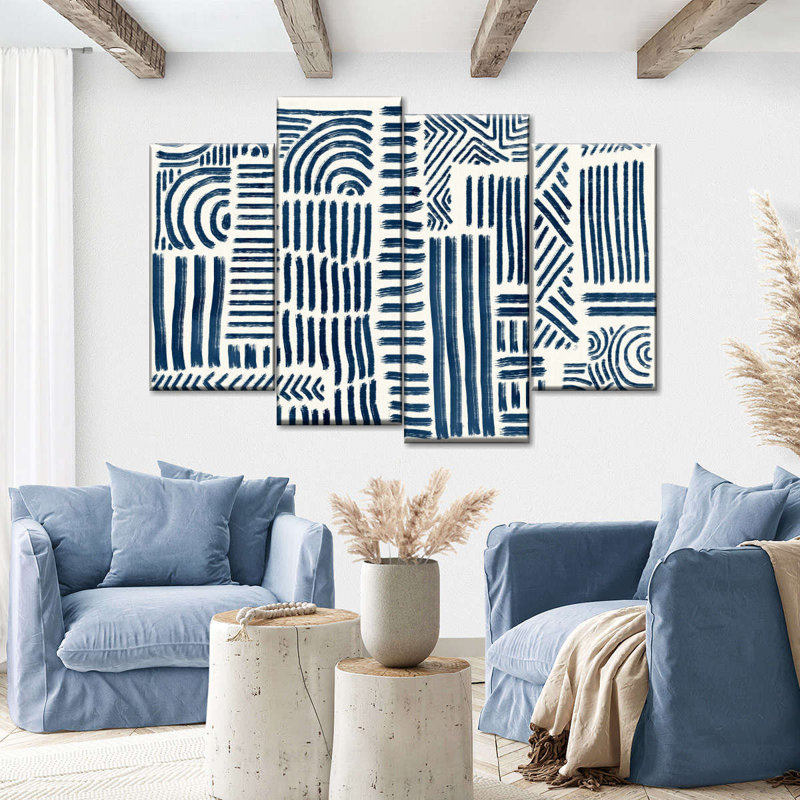 «Strokes And Lines», ensemble de 4 reproductions sur toile 4 pièces par AfroArtistry Studio, H 22 po x l 36 po x P 1 po