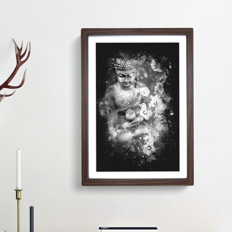 Buddha Surrounded - Framed Print, 45cm H x 33cm W x 2cm D, Walnut Framed