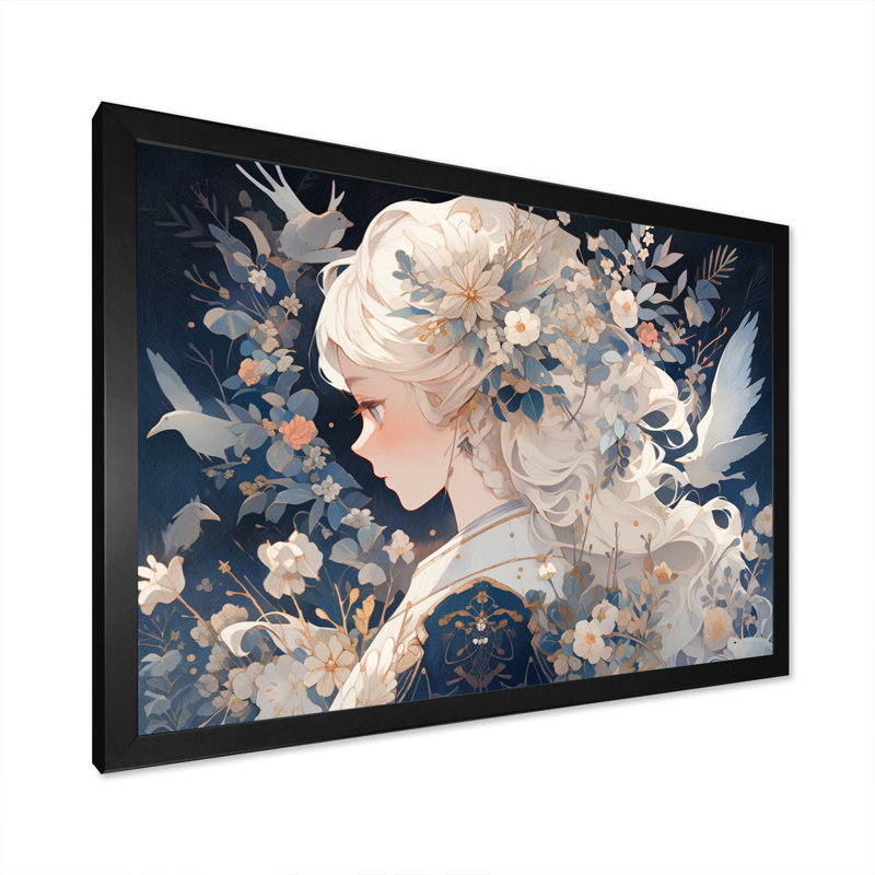 Personnage d'anime blond sur toile, H 30 po x l 40 po x P 1,5 po, Cadre photo noir