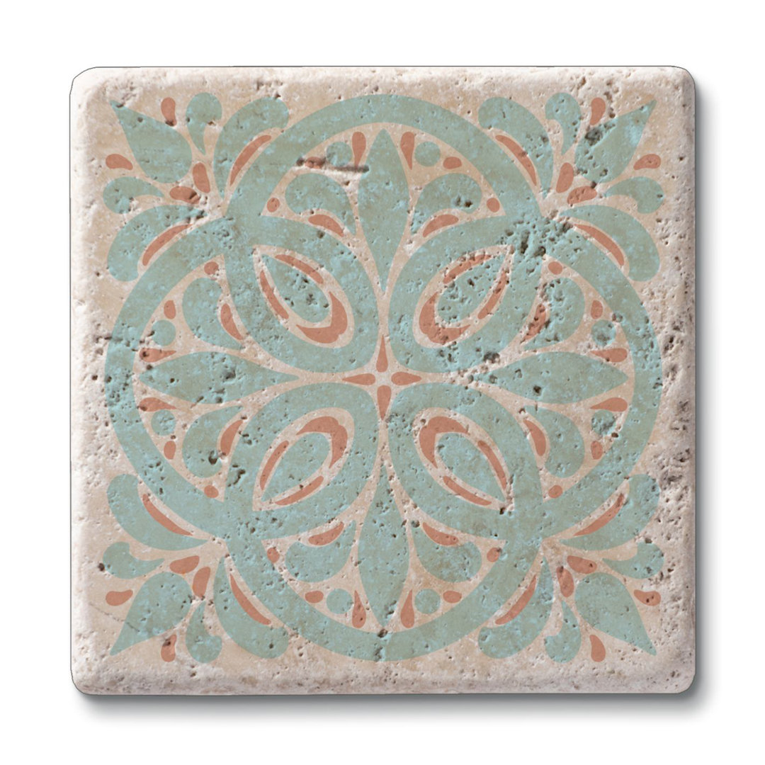 Aegean Stoneware Square 4 Piece Coaster Set (Set of 4) CounterArt