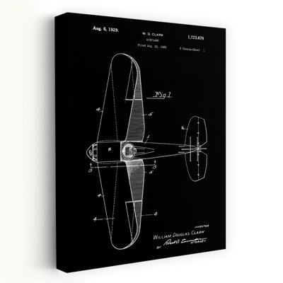 Airplane Patent 1929 by Andreas Magnusson - Wrapped Canvas Print