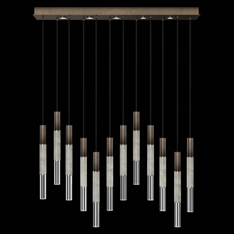 Luminaire suspendu l 61 po Antonia, Bronze ombré doux / nickel