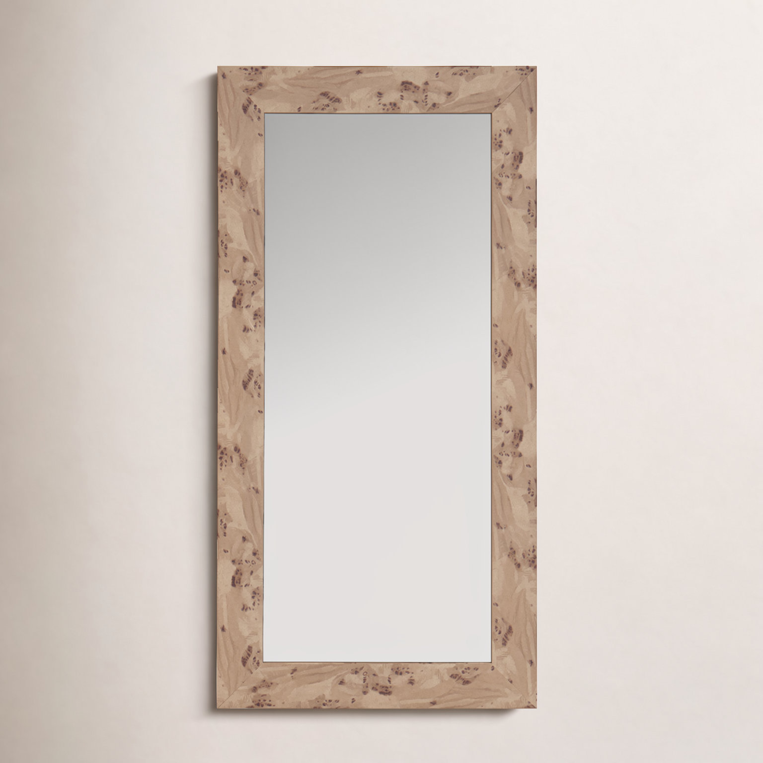 Burl Wood Vanity Mirror, 48" x 24"
