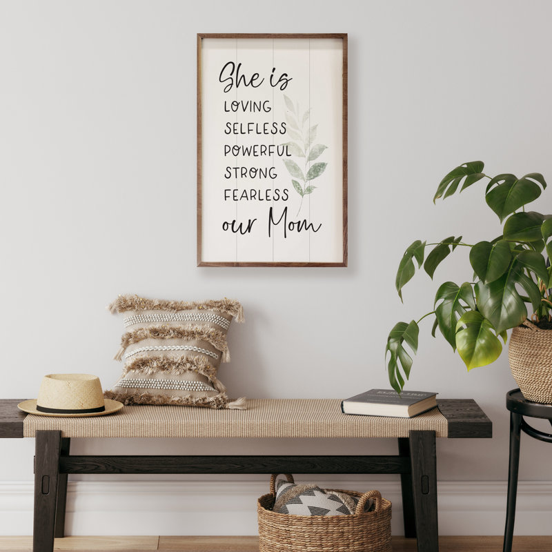 She Is Our Mom Greenery White, 24" H x 16" W x 1" D