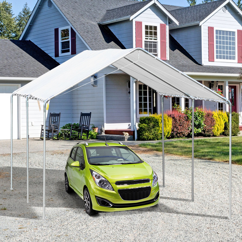 Abri de voiture galvanisé robuste 10 pi x 20 pi - résistant aux intempéries et aux petites voitures