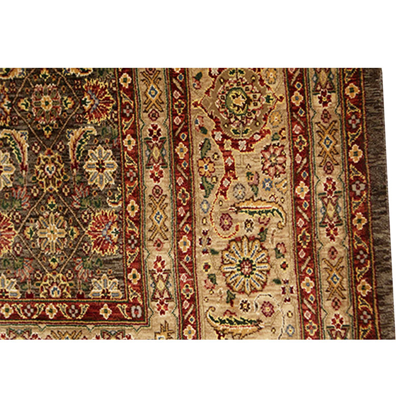 Tapis oriental brun / rouge en laine noué à la main Manchuria
