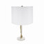 D13 "X22,2" Lampe de table dorée et blanche avec motif de feuille (assemblage de l'abat-jour requis)
