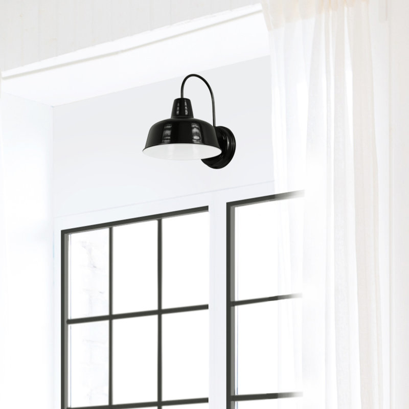 Luminaire de grange d'extérieur Jaklynn, H 13,13 po x l 10,38 po x P 12,63 po, Noir satiné