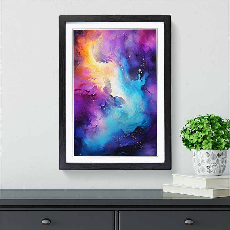 Single Picture Frame Print on Wood, 46cm H x 34cm W, Black Framed